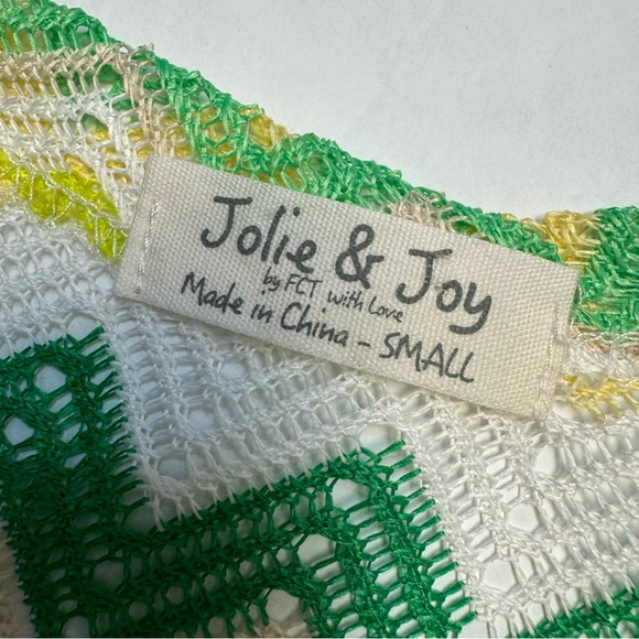 Jolie & Joy Chevron Knit Crop Top retro yellow green twist front Size Small - Picture 11 of 15